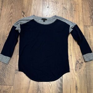 J. Crew Navy and Gray Crew Neck Top
